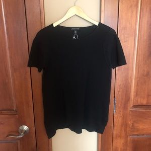 Eileen Fisher black cotton knit short sleeve shirt size small
